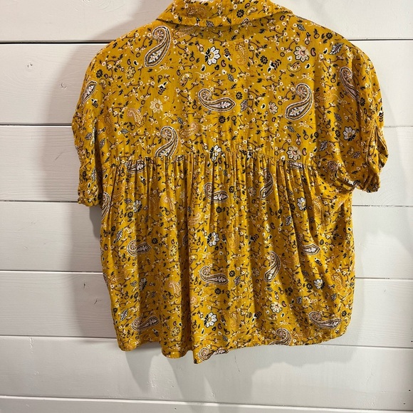 PIMKIE – Yellow paisley short-sleeve blouse – Size XS (EU 34 / FR 34) - Picture 6 of 11